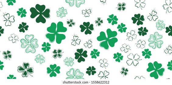 Saint Patricks Day, festive background with flying clove