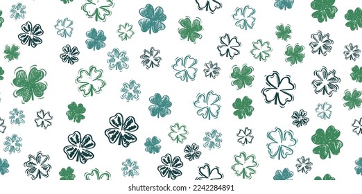 Saint Patricks Day, festive background with flying clover.