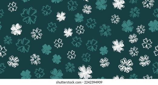 Saint Patricks Day, festive background with flying clover.	