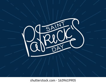 Saint Patrick's day. Festive template. Trendy thin line calligraphy lettering label. Vector design elements.
