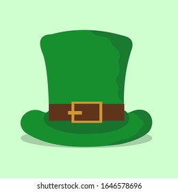 Saint Patrick's Day - Flat Icons - Leprechaun hat, vector illustration on a green background.