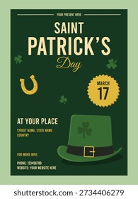 Modelo de folheto do dia de São Patrício. Festa de evento flyer design para o dia nacional da Irlanda.