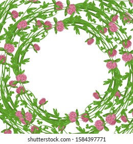 Saint Patrick's day frame with green shamrock and clover.
