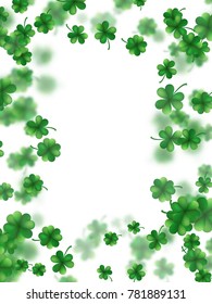 Saint Patricks day frame with scattered clover leaves or shamrocks. And also includes EPS 10 vector