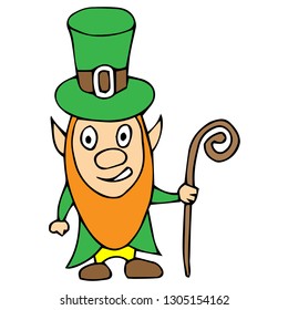 Saint Patrick's Day. Funny Leprechaun on a light background. Vector illustration cartoon isolated silhouette