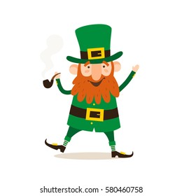 Saint Patricks Day Funny Leprechaun Smoking Stock Vector (Royalty Free ...