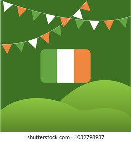 Saint Patrick's Day Garland and Irish flag