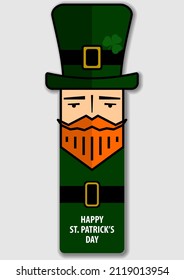 Saint Patrick's Day gift tag with with cute cartoon Leprechaun. Vector illustration