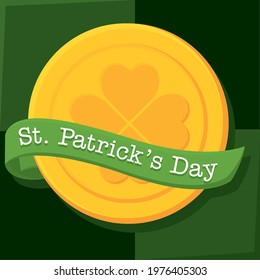 Saint patricks day Golden coin Vector illustration