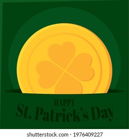 Saint patricks day Golden coin Vector illustration