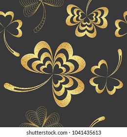 Saint Patrick's day golden seamless background. Vector illustration. Eps 10