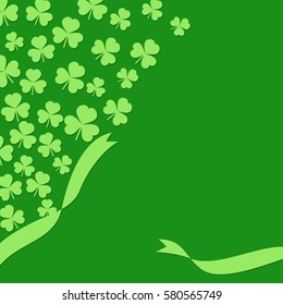 Saint Patrick's day green background with shamrock leaves