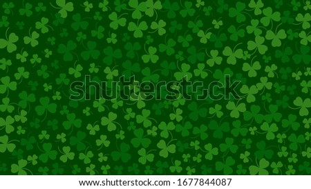 Saint Patrick's day green background. Green clover leaves pattern. Vector illustration.