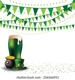 Saint Patricks Day green beer party background EPS 10 vector royalty free stock illustration for advertising, poster, announcement, invitation, party, greeting card, festival, parade, social media