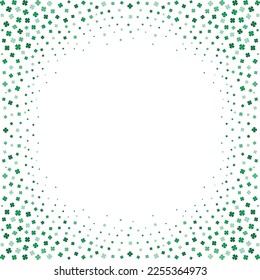 Saint Patrick's Day green clover background template Irish lucky leaves vector illustration. Celtic fortune natural leaf circle frame floral plant decor design success ornate nature elegant plant