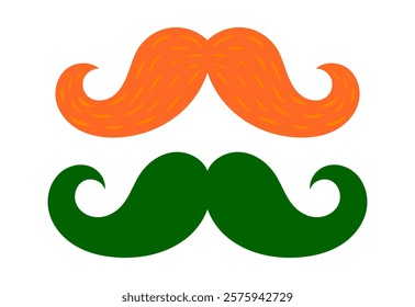 Saint Patrick's day. Green and orange mustache. Irish lucky symbol. Ireland holiday. Flat Vector illustration isolated on white background 