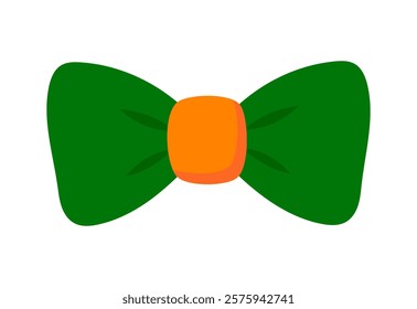 Saint Patrick's day. Green and orange bow. Irish lucky symbol. Ireland holiday. Flat Vector illustration isolated on white background 