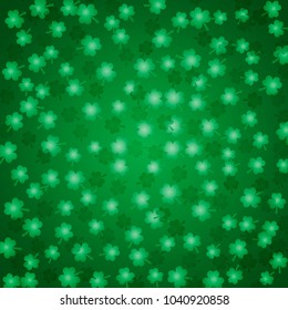 Saint Patrick's Day green shamrock pattern. Vector background.  Easy to edit design template for your artworks.