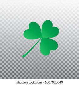 Saint Patrick's Day. Green three leaf clover. Shamrock symbol isolated on transparent background