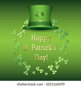 saint patricks day -  green vector background with hat