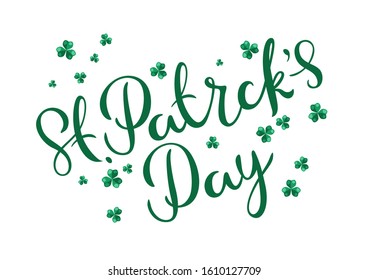 Saint Patricks Day greeting card. Holiday illustration with Irish symbol shamrock clover.
