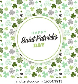 Saint Patrick's Day greeting card design with seamless shamrock pattern design background