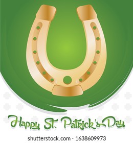 Saint patricks day greeting card with a lucky horseshoe - Vector