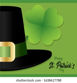 Saint patricks day greeting card with a traditional irish hat - Vector