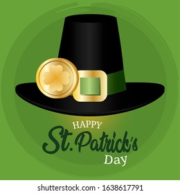 Saint patricks day greeting card with a traditional irish hat - Vector