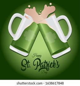 Saint patricks day greeting card with a green beer glass - Vector