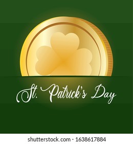 Saint patricks day greeting card with golden coins - Vector