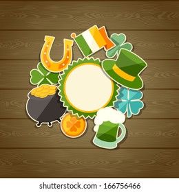 Saint Patrick's Day greeting card with stickers.