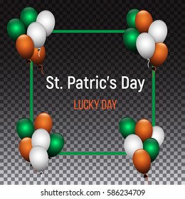 Saint Patrick's day greeting card design with balloons. Vector background