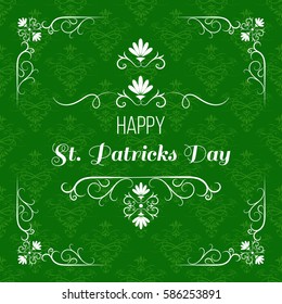 Saint Patrick's day greeting card design. Green vector background