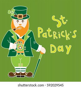 Saint Patrick's Day greeting card with irishman