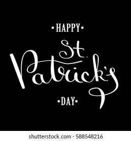 Saint Patrick's Day greeting.  Hand sketched St. Patrick's Day.  Inscriptions thin pen on a black background. Vector illustration EPS 10. 