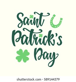 Saint Patrick's Day greeting poster. Typography banner template. Vector Illustration
