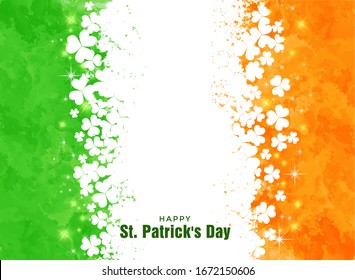 Saint Patrick's Day Greeting with shamrock clover and place for text on Irish colored abstract background. Vector Stock.