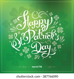 Saint Patrick's Day Hand Lettering Blurred Vector Background