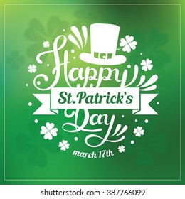 Saint Patrick's Day Hand Lettering Blurred Vector Background