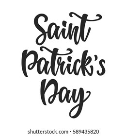 Saint Patrick's Day hand written modern calligraphy for typography design, isolated on white. Vector Illustration