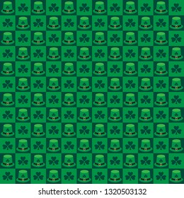 Saint Patricks Day hat and shamrock pattern