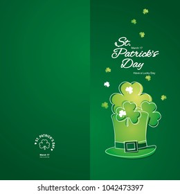 Saint Patricks Day hat white line art green two fold greeting card
