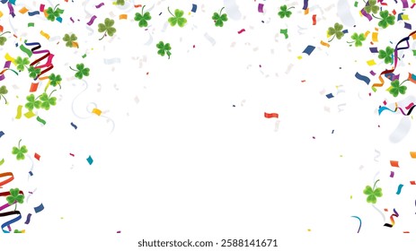 Saint Patrick's Day horizontal with balloons on  background. Confetti,