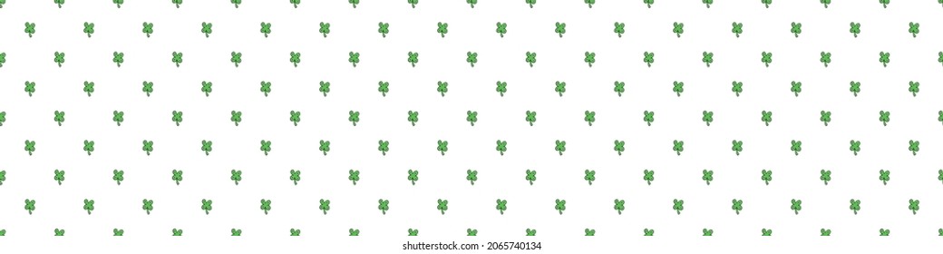 Saint Patrick's Day horizontal banner.Green clover isolated on white background.Irish decor for website. clover web banner.Design for banners and posters.Ireland symbol pattern. print for kids bedding
