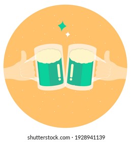 Saint Patrick's Day. Icon holding green beer party, Drink and be Irish. Vector illustration.