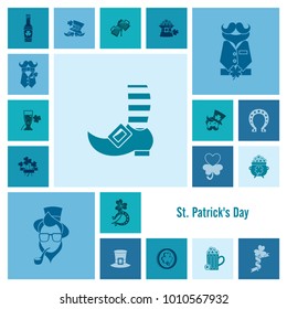 Saint Patricks Day Icon Set. Vector. Clean Work Minimum Points