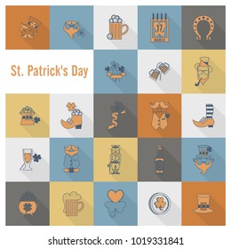 Saint Patricks Day Icon Set. Vector. Clean Work Minimum Points