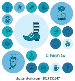 Saint Patricks Day Icon Set. Vector. Clean Work Minimum Points
