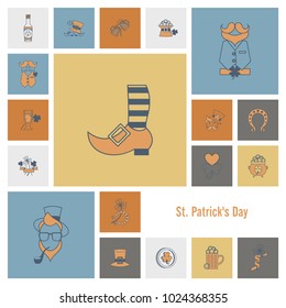 Saint Patricks Day Icon Set. Vector. Clean Work Minimum Points